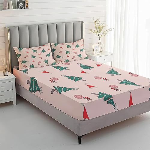 Miniatura 2 de zcwl Juego de sábanas tamaño individual, sábanas de Navidad, sábanas y fundas de almohada de microfibra de 3 piezas, juego de sábanas con patrón de