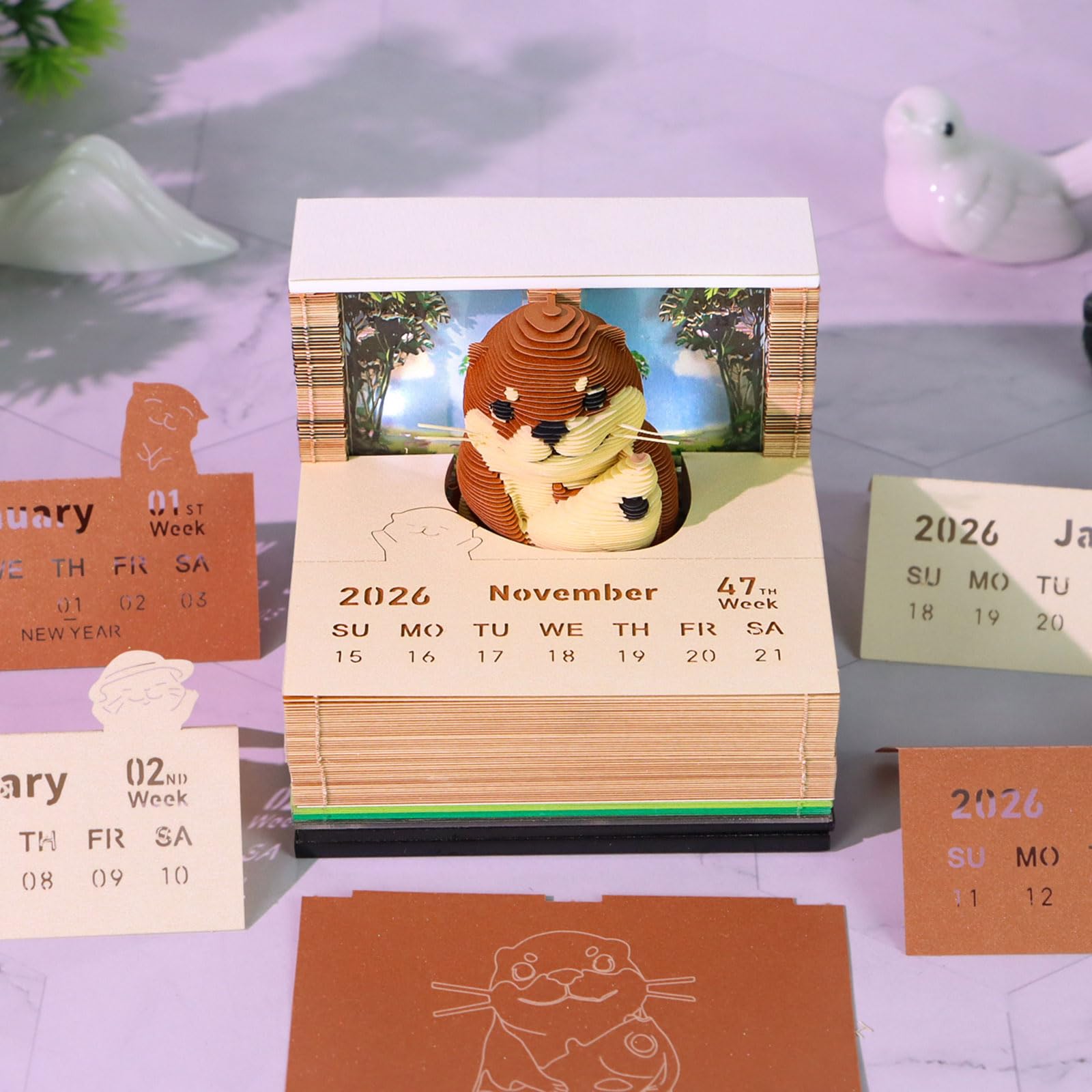 Calendrier hebdomadaire d ' art en papier Animal, avec Design détachable en 3D, pour décoration de Table, papeterie de bureau Unique, 2026