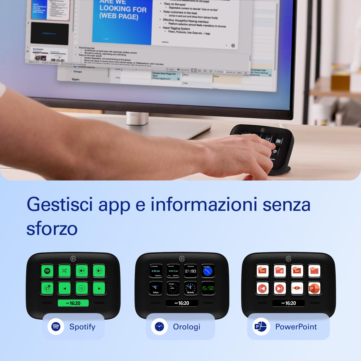 Elgato Stream Deck Neo (Nero) – 8 tasti personalizzabili, 2 Touch Point, velocizza attività e flussi di lavoro - controlla Word, Excel, PowerPoint, Teams, Zoom, Spotify e altro - per Mac e PC
