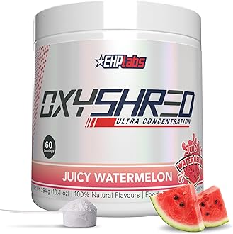 EHP LABS OxyShred Thermogenic Fat Burner by - Weight Loss Supplement, Energy Booster, Pre-Workout, Metabolism Booster, Water cut 60 Servings (Juicy Watermelon)