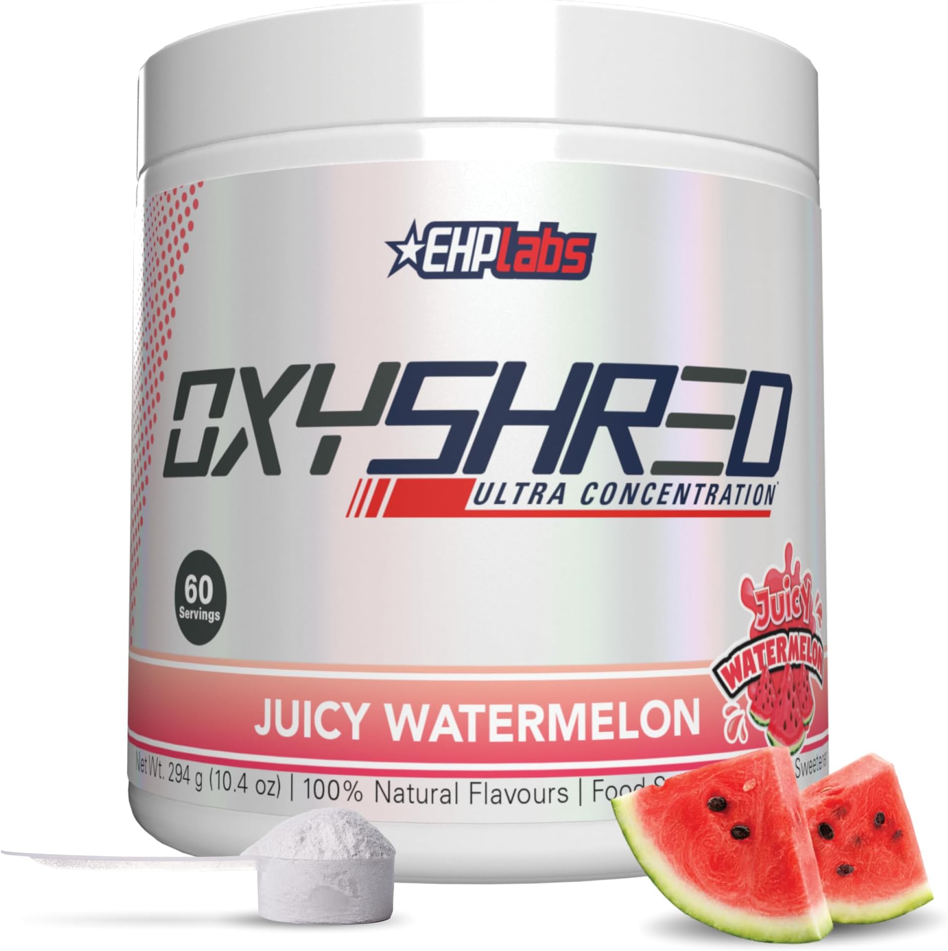 EHPlabs OxyShred Thermogenic Pre Workout Powder & Shredding Supplement - Clinically Proven Pre Workout Powder with L Glutamine & Acetyl L Carnitine, Energy Boost Drink - Juicy Watermelon, 60 Servings