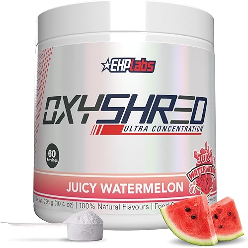 EHP Labs OxyShred - Polvo termogénico para antes del entrenamiento y suplemento para adelgazar, clínicamente probado, con L-glutamina y disponible en Yaxa El Salvador