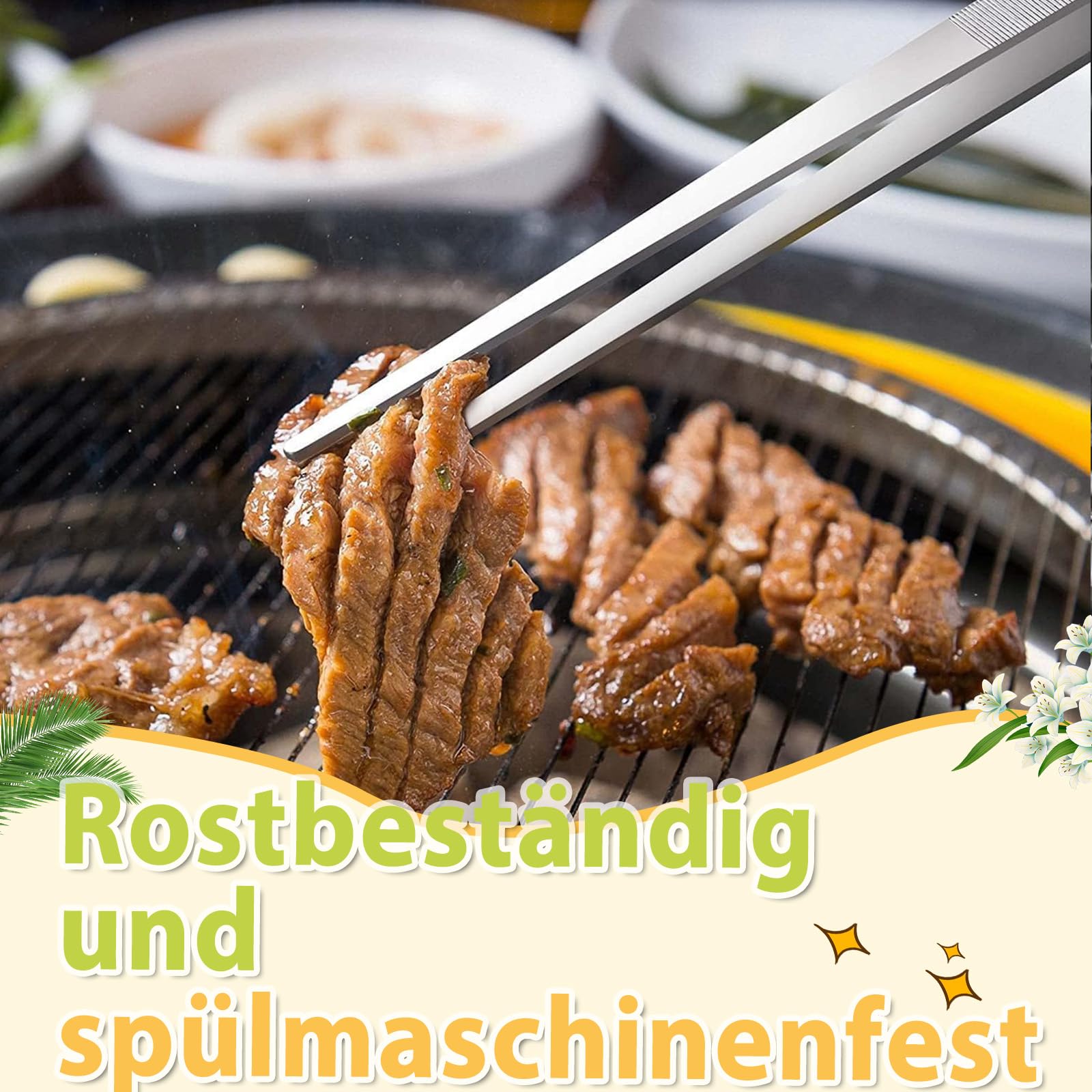 30,5 cm keuken-pincet tang, 2 stuks roestvrij staal multifunctionele chef-kok koken fijne pincet met gekartelde tips voor bakken, grillen en koken