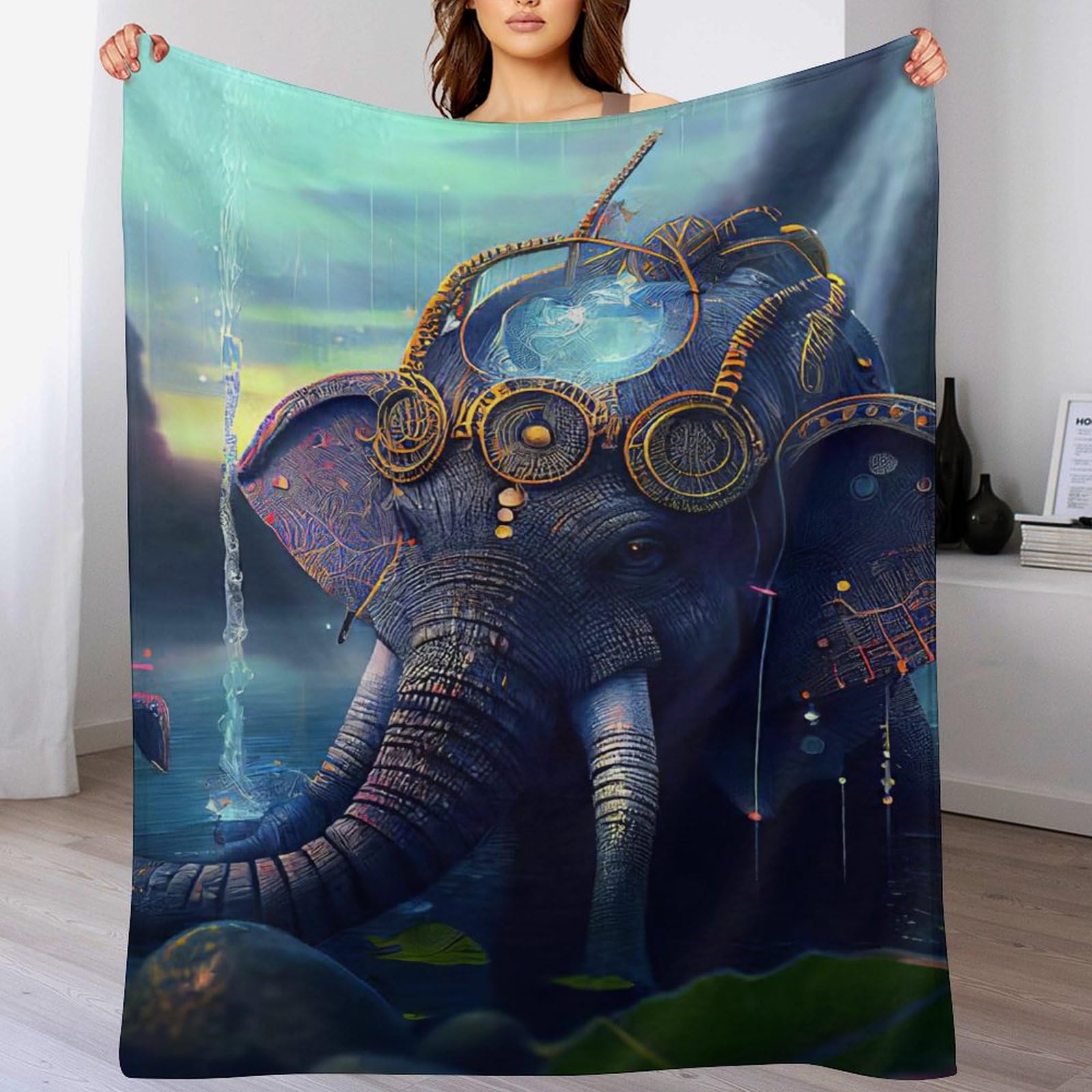 Couverture quatre saisons éléphant en flannel de lit haut de gamme