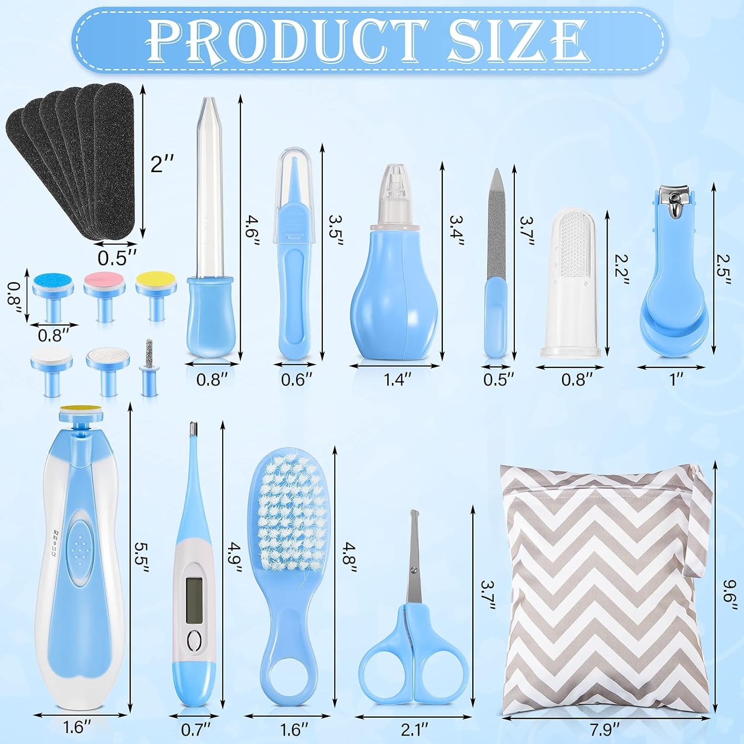 30-in-1 Baby Healthcare and Grooming Kit Baby Electric Nail Trimmer Set Baby Nursery Health Care Kit for Infant Newborn Toddler Kids Boys Girls Haircut Tool Nail Clipper Comb Nasal Aspirator (Blue) : Baby