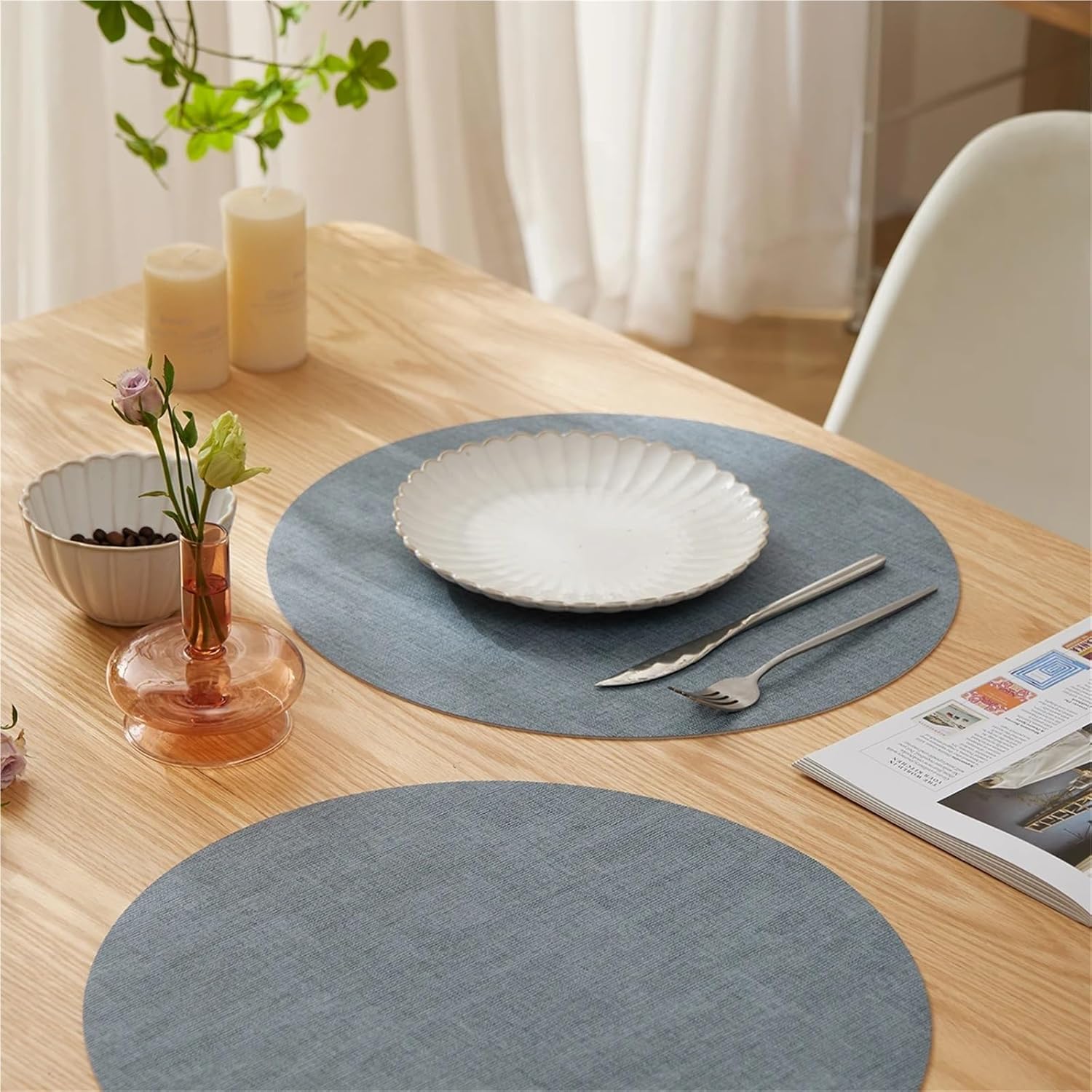 PVC Leather Non-Slip Placemat Kitchen Table Mat Heat Insulation Drink Cup Coasters Hot Pad Waterproof Bowl Placemat Home Decor(Green)