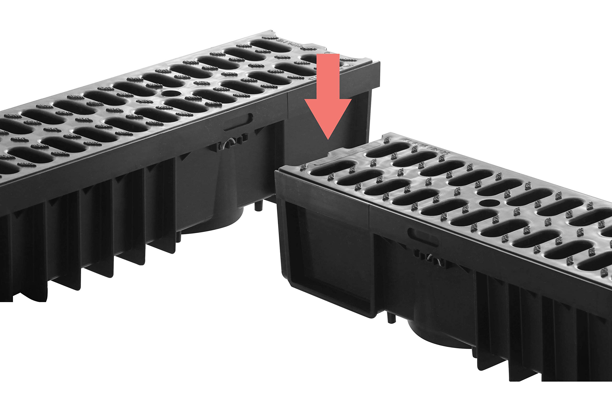 Caniveau de drainage de 1 m - drain de sol - drain de terrasse - évacuation - Hauteur : 55 / 105 mm - A15, B125, C250 (plastique/A15 1,5 T, 105 mm/10,5 cm)