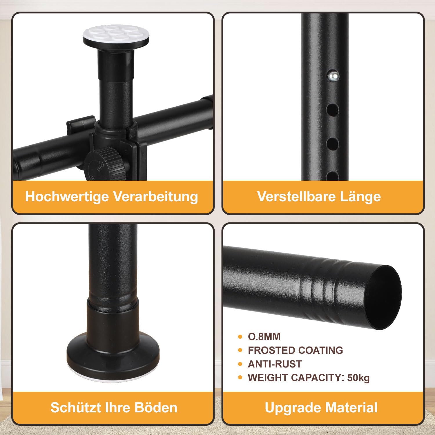 Divisorio senza foratura, asta per tende extra larga come paravento, divisorio indipendente senza tenda, larghezza 70-355 cm x altezza 122-305 cm, frangivista per soggiorno, camera da letto, ufficio