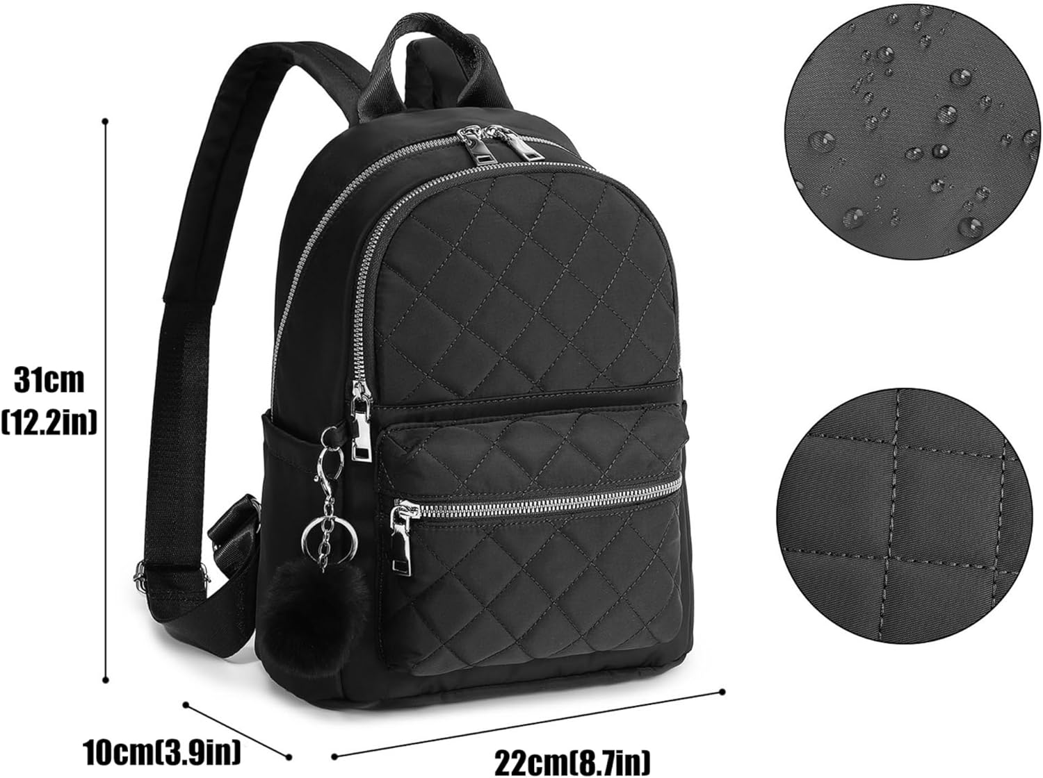 TANTOMI Mini Backpack Purse for Women Lightweight Small Backpack Purse Travel bookbag with Pom - Image 2