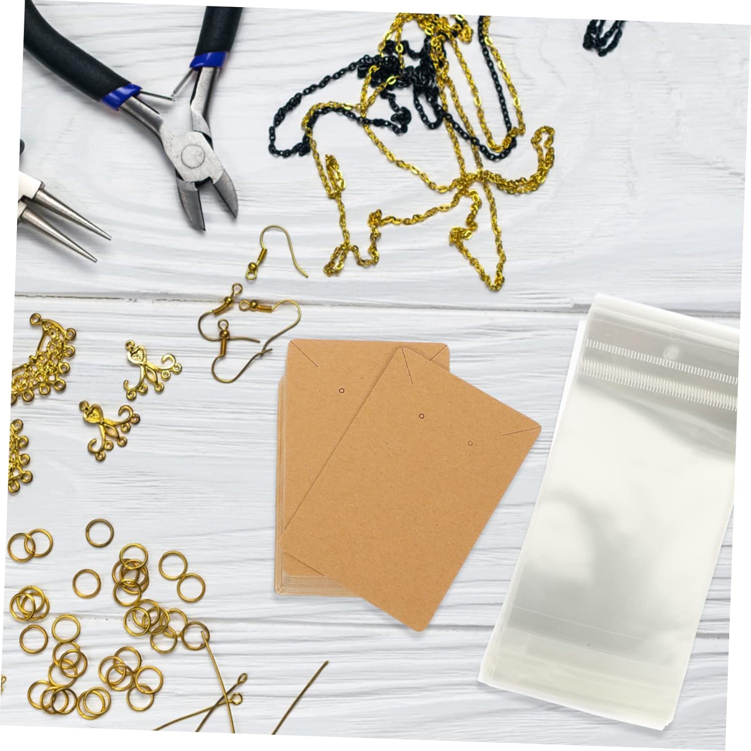 200 Pcs Jewelry Display Cards Durable Kraft Paper Earring & Necklace Holder Cards with OPP Bags for Professional Jewelry Presentation and Packaging