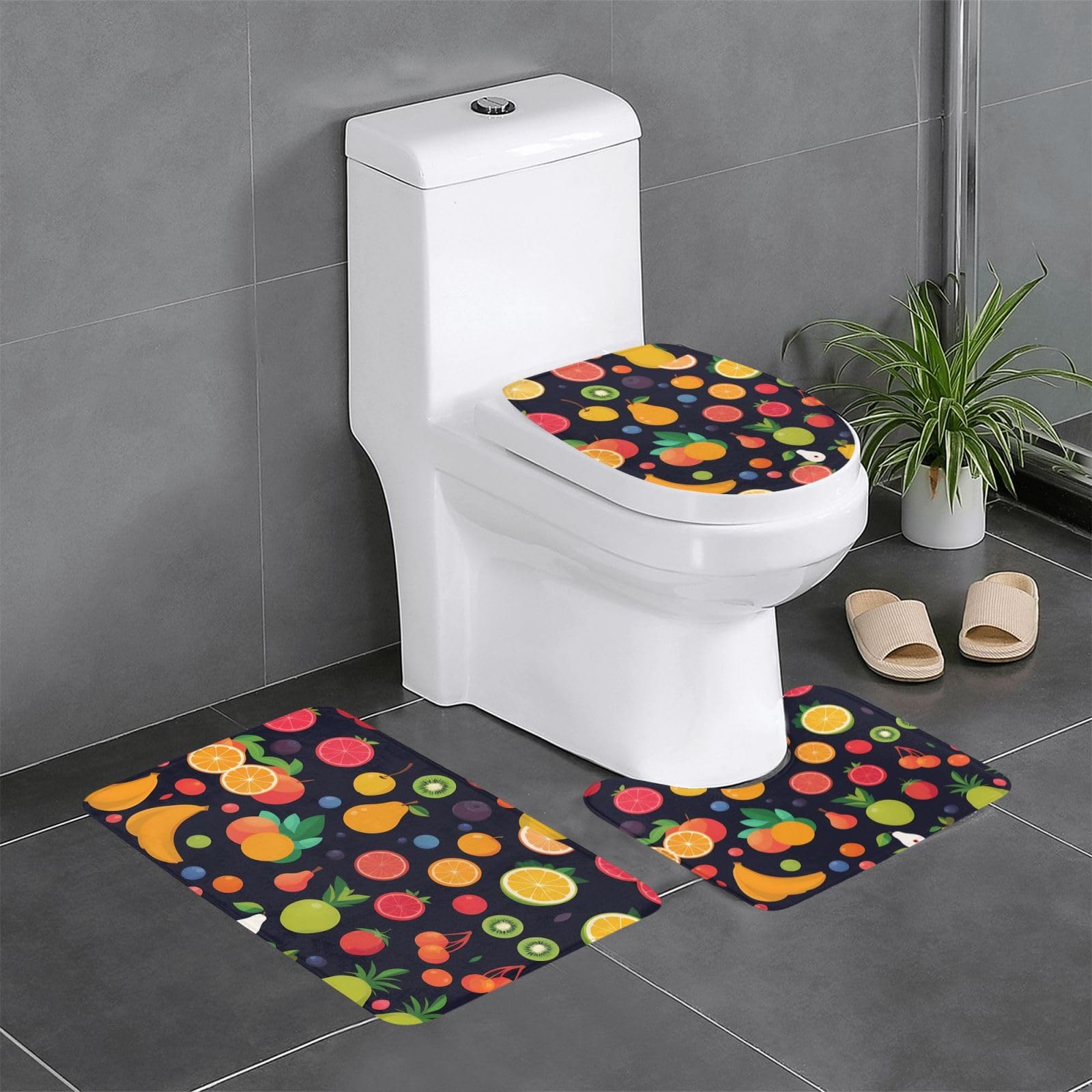 Tapis de salle de bain antidérapant et facile à nettoyer, lot de 3 Fruit