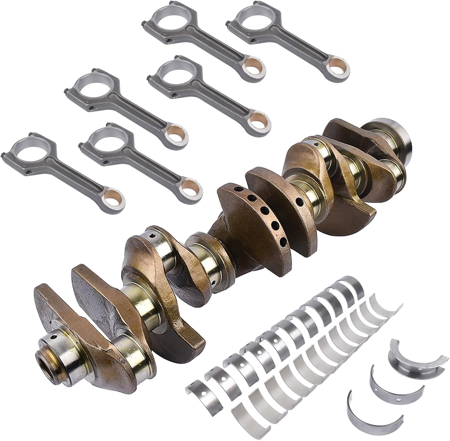 Crankshaft & Connecting Rods Bearings Set 11217580483 11247624615 Replacement for BMW N55 535i 435i 335i X1 X3 X5 640i 3.0 L6 (2979cc) Turbocharged 11247576717 11212163665 Engine Crankshaft Kit Vahaha