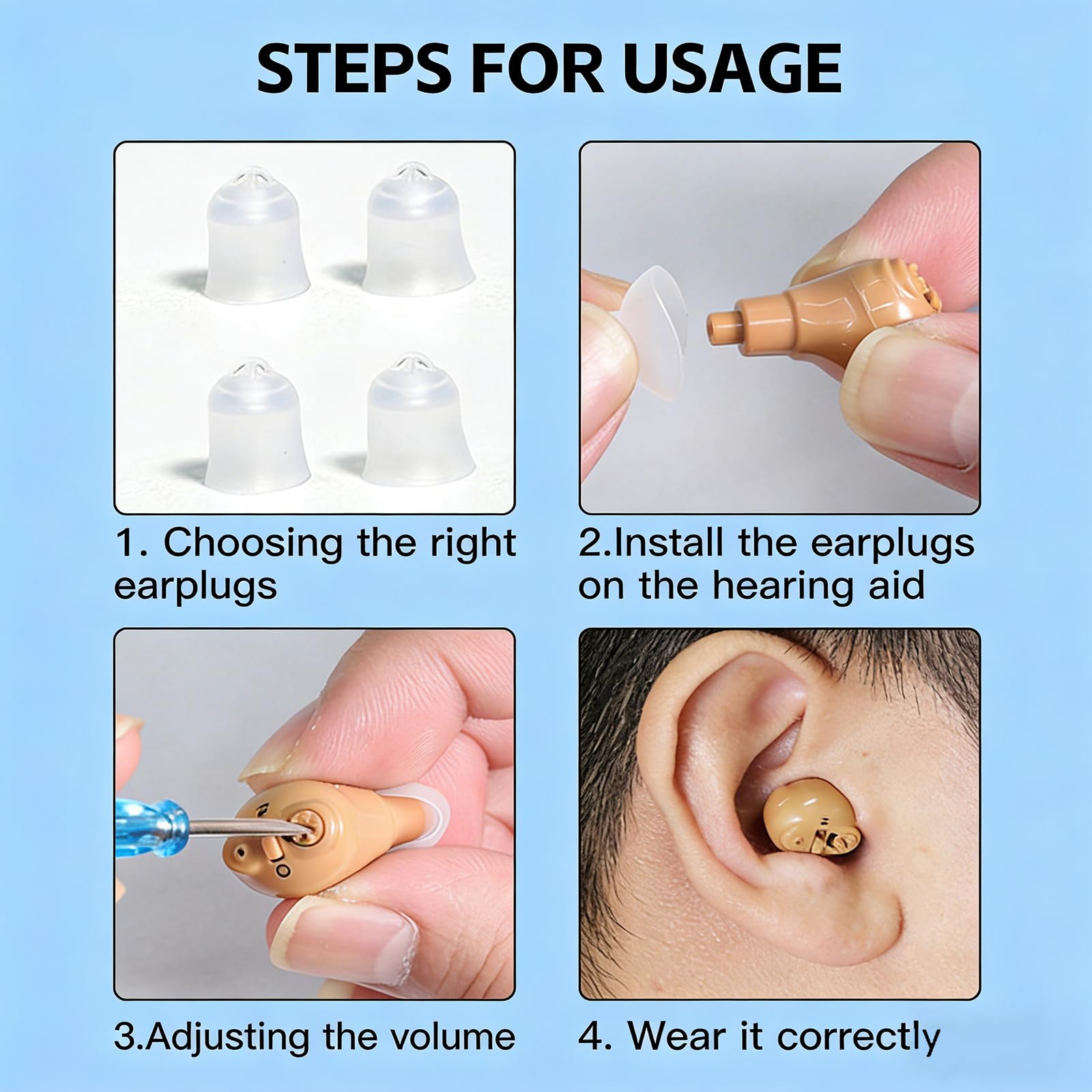Mini dispositivo audio invisibile per adulti e anziani, dispositivo audio ricaricabile con custodia di ricarica, design invisibile in-ear, potenziatore vocale, vestibilità comoda (bianco)