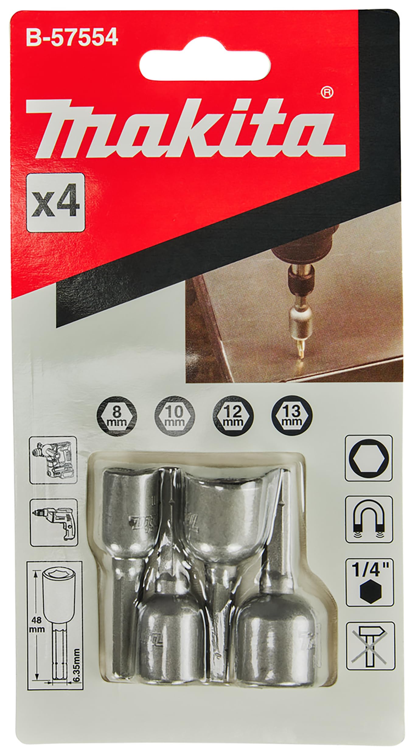 Makita Accessoires Doppenset 8/10/12/13x50mm - B-57554 B-57554