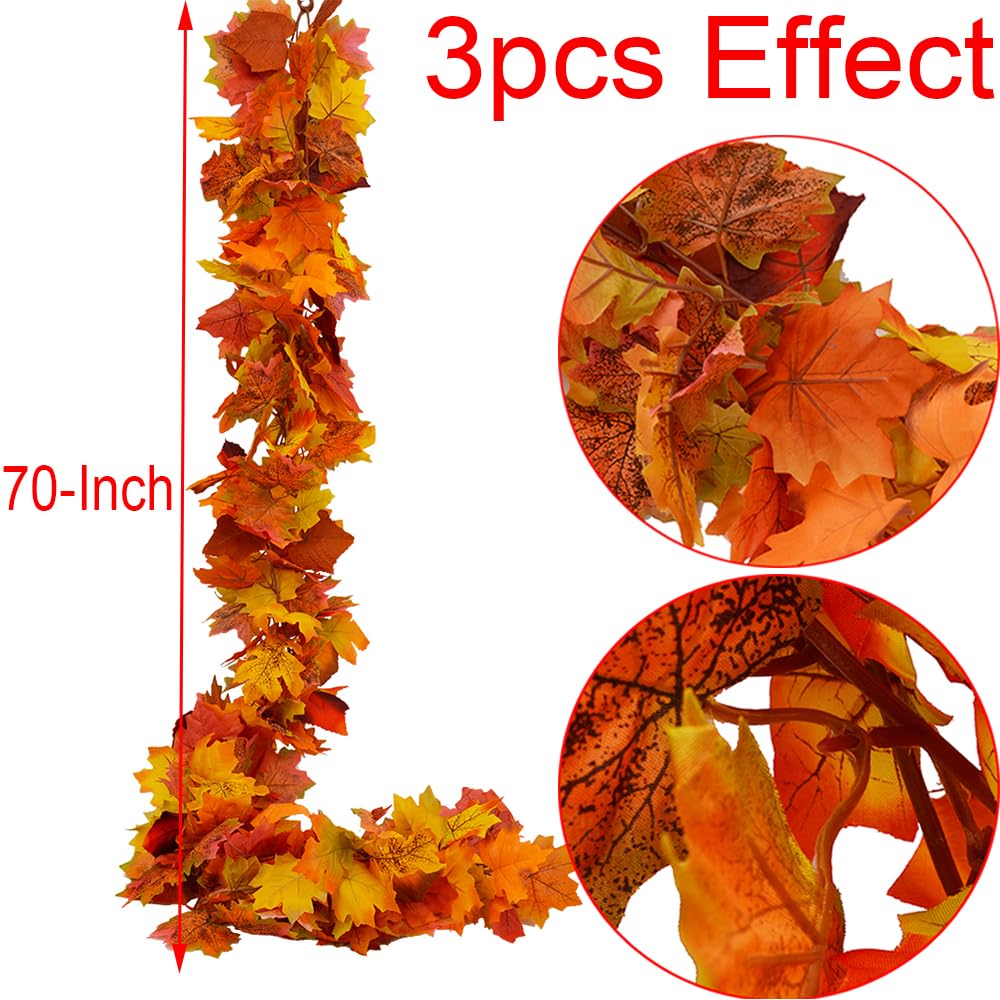 Fall Maple Leaf Garland - 6 Ft Thanksgiving Decor -4