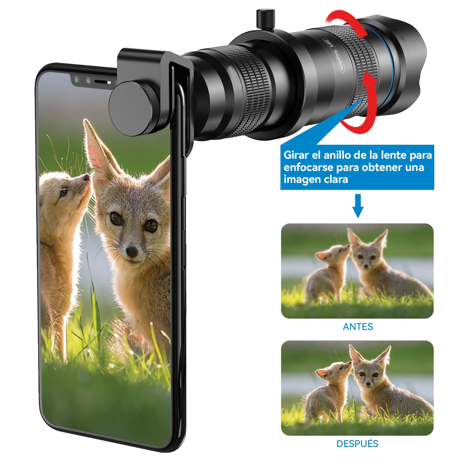 Apexel HD Móvil Lentes para Teléfono Inteligente, 28X Zoom Lente Teleobjetivo con Obturador para Móvil iPhone Samsung, Huawei, Xiaomi, teléfono Android, Telescopio Monocular