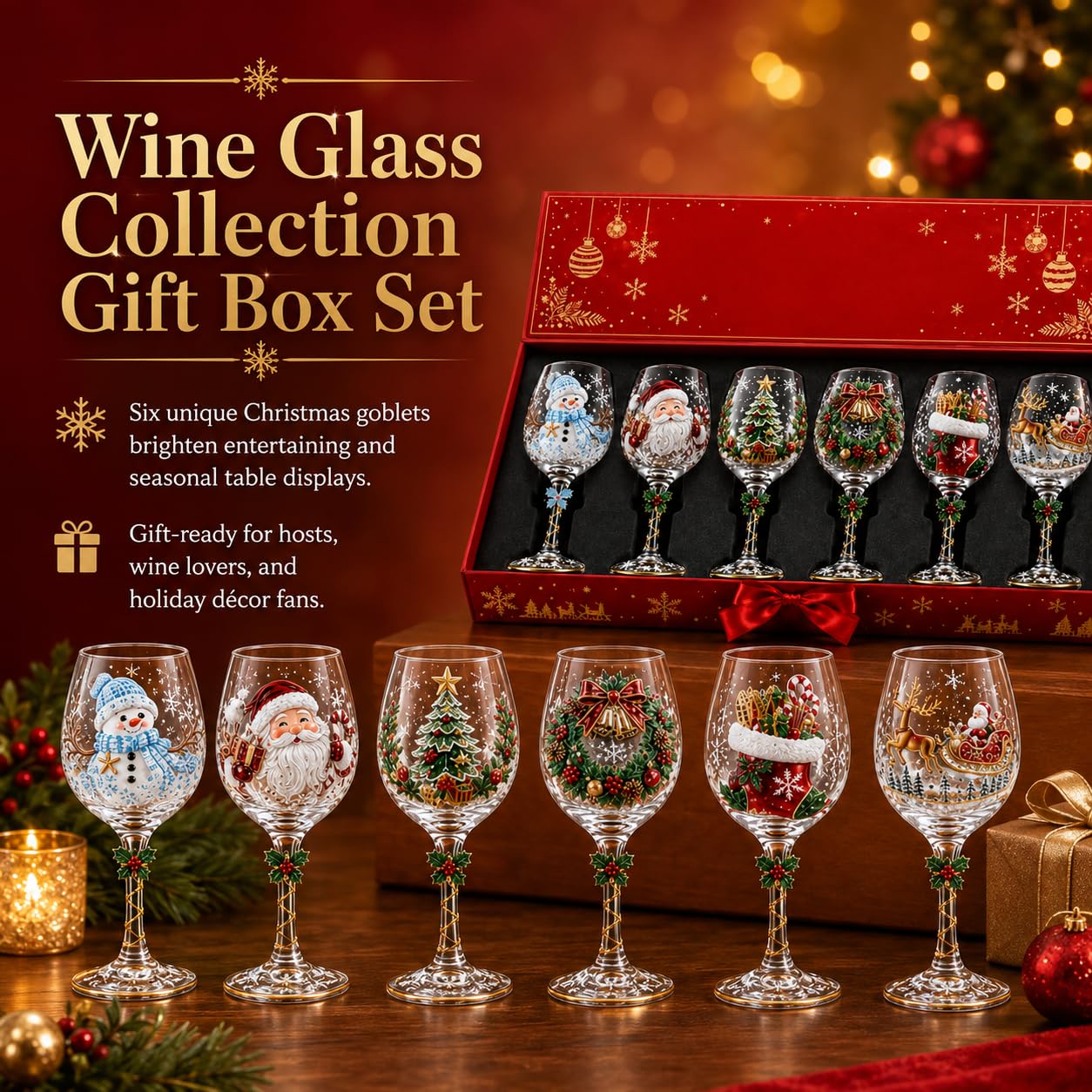 Set confezione regalo collezione calici da vino, 6 pezzi