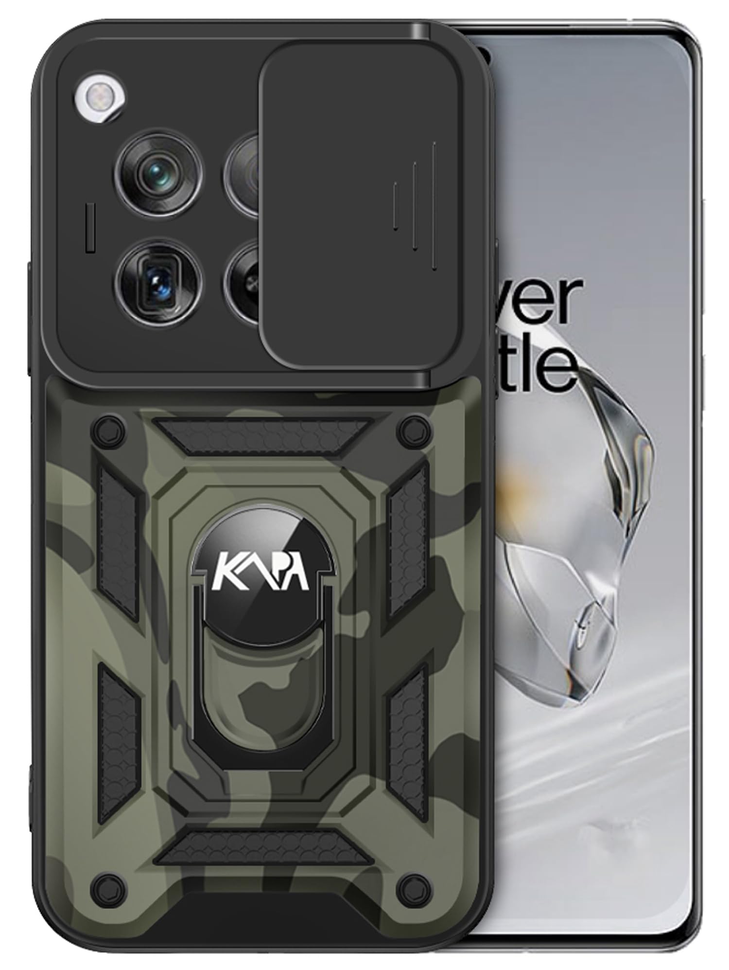 Kapa Tank Back Cover for Oneplus 12 | Inbuilt Ring + Slider Shockproof Lens Protection Bumper Back Case (Black) (B0D2DBQHDM) Amazon Price History, Amazon Price Tracker