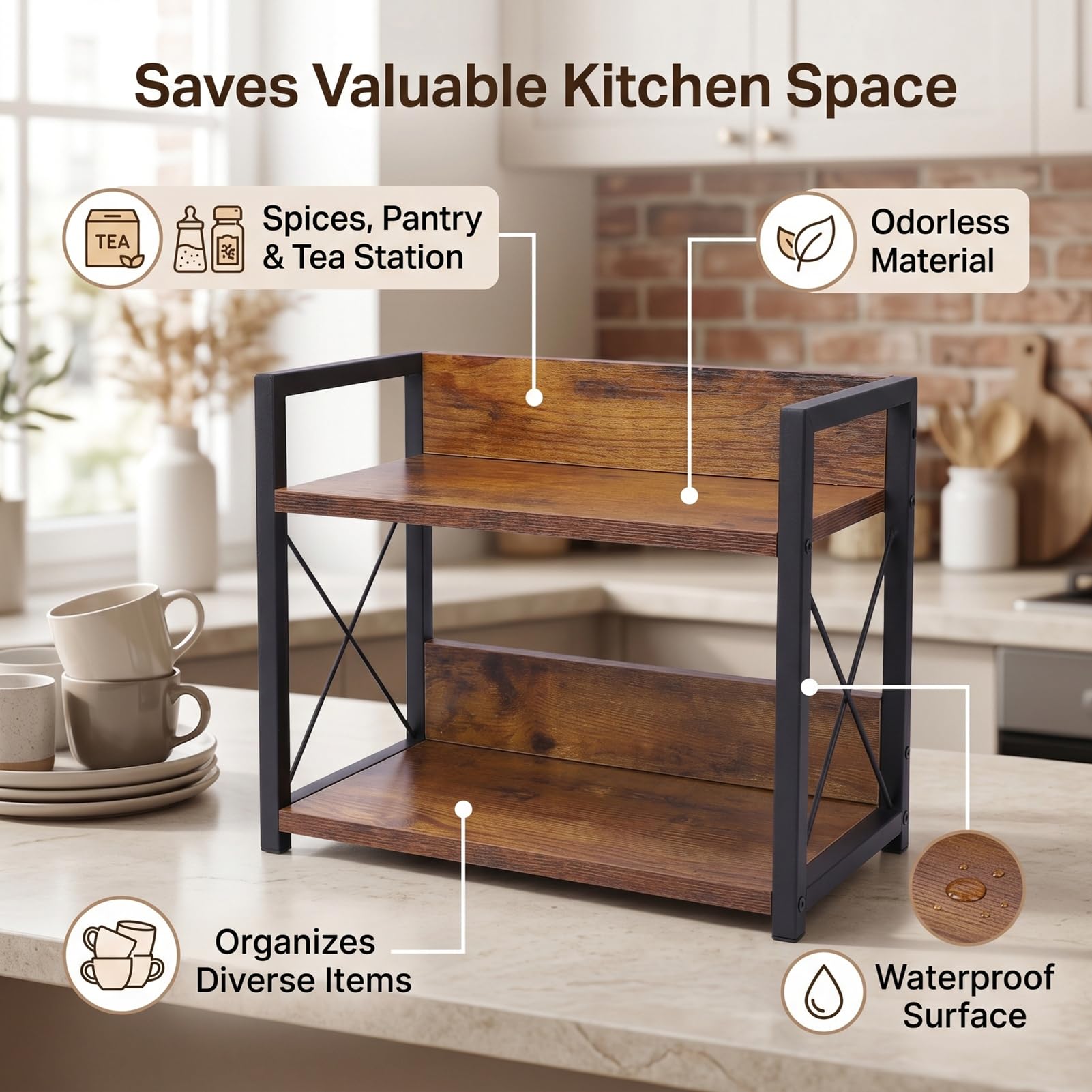 Organizador de Estantes de Encimera de 2 Niveles Cocina