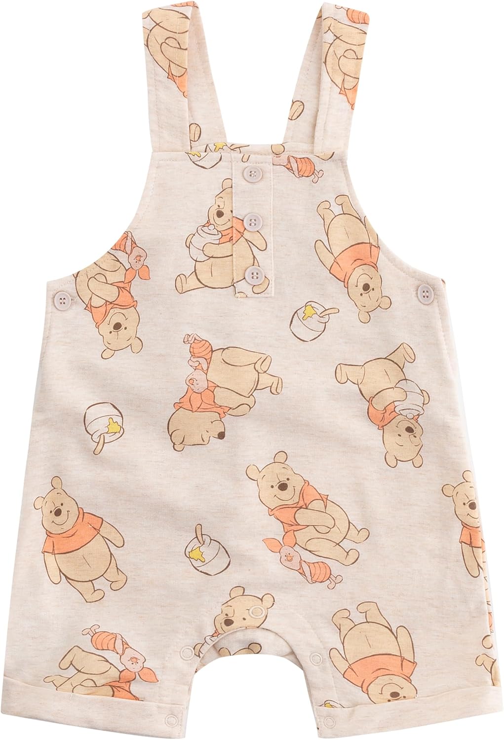 Disney Winnie the Pooh Baby Boys Shortall French Terry Overalls Bodysuit and Bucket Hat 3-Piece Set For Newborn Infant
