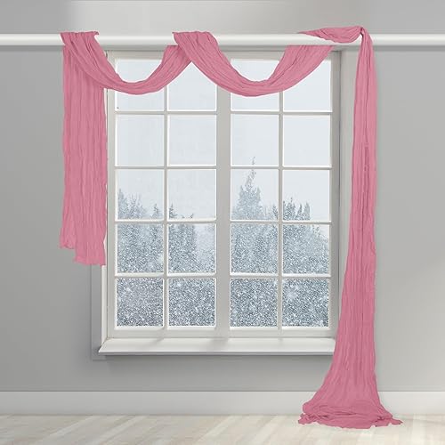 Miniatura 5 de Tela para envolver arco de boda, 4 paneles de 35 pulgadas x 20 pies, cortinas de tela de gasa de rosa polvorienta, cortinas de fondo transparentes