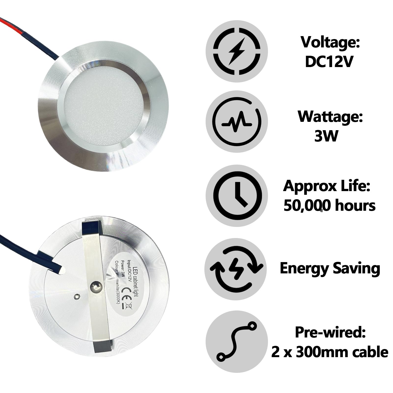 12V Campervan Encastré LED Mont Plafond Lumières Dimmable Lumières Tache 3W 3000K Lumière Chaude Pour T4 T5 Caravane Bateau Yacht Caravane Cabine Sous CRI 92+ 8 Pièces Argenté