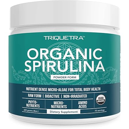 Organic Spirulina Powder: 4 Organic Certifications - Certified Organic by USDA, Ecocert, Naturland & OCIA - Vegan Farming Process, Non-Irraditated, Max Nutrient Density (8 oz.)