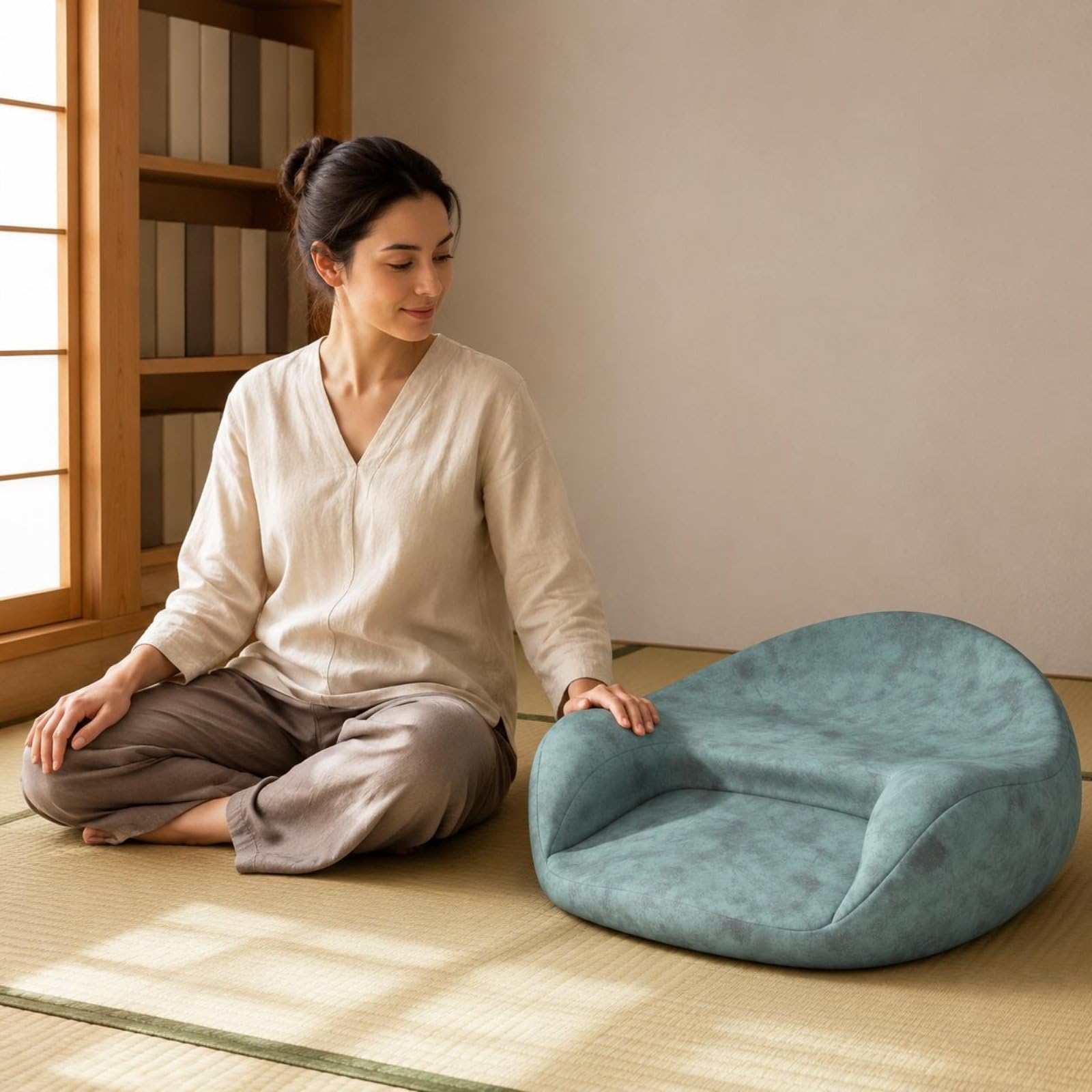 Homyl Cuscino per Meditazione Cuscino da Pavimento Cuscino Ergonomico Cuscino Seduta Cuscino con Rivestimento Morbido E, Grigio Cielo Stellato, Prodotto Singolo Compresso