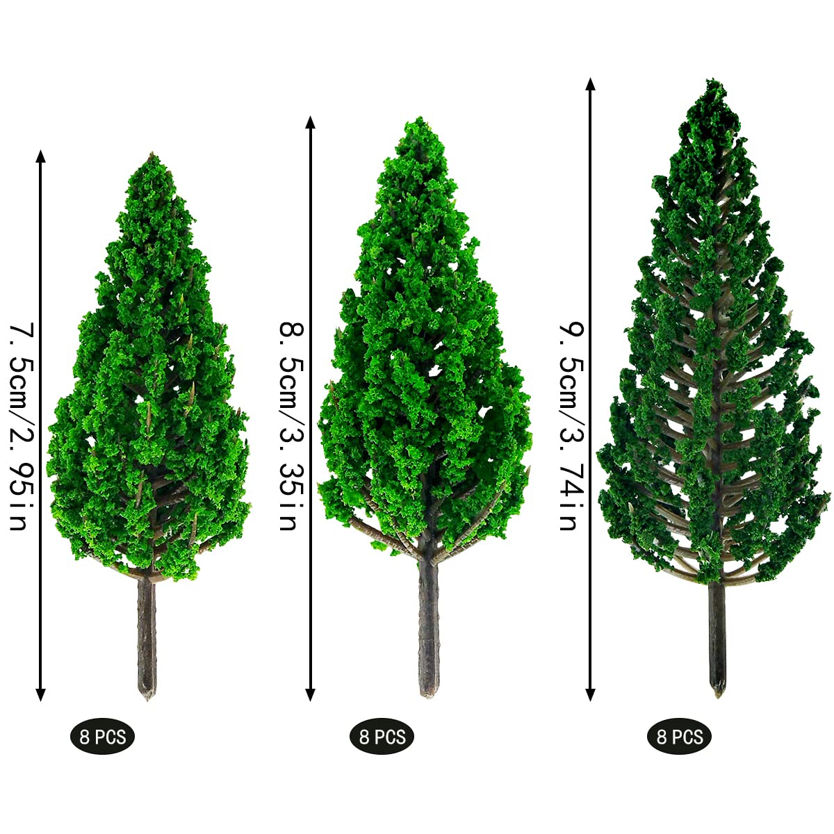 ANCLLO 30 stuks Modelbomen 7 cm en 9 cm Gemengde Architectuur Zandtafel Modelbomen voor DIY Scenery Landschap, Natuurlijk Groen