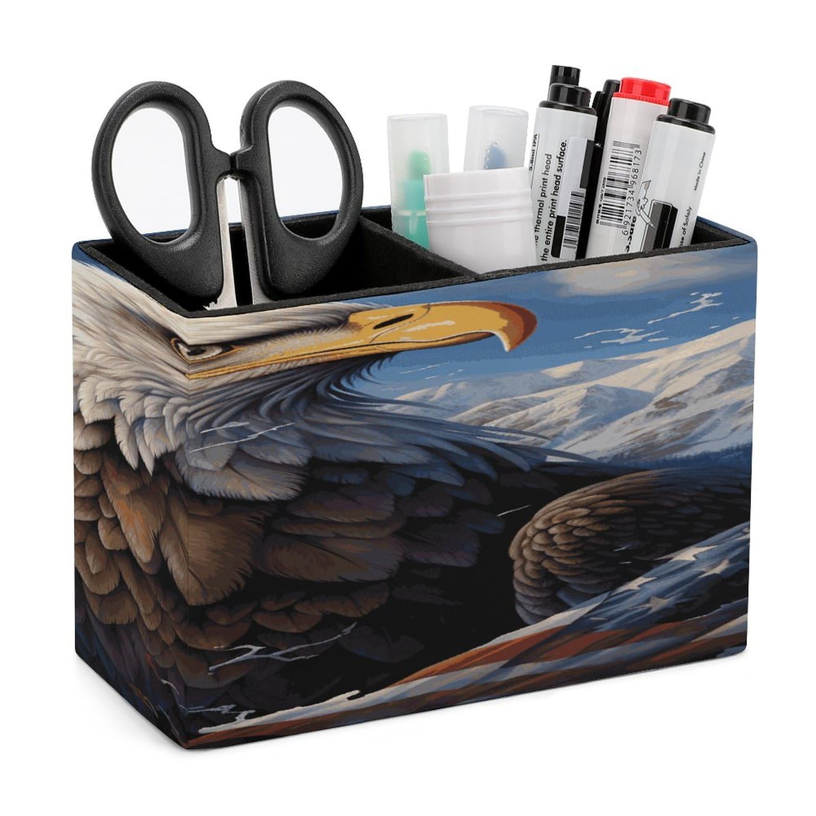 JTREHY Eagle Pencil Holder Exquisite Fashion Leather Pen Receptacle Soft High-End Pen Container for Office Home Accessories Or Housewarming Present