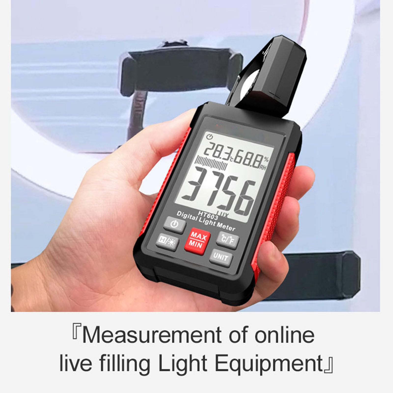 Medidor de Lux Digital 0-100000 Lux Humedad de Temperatura Portátil