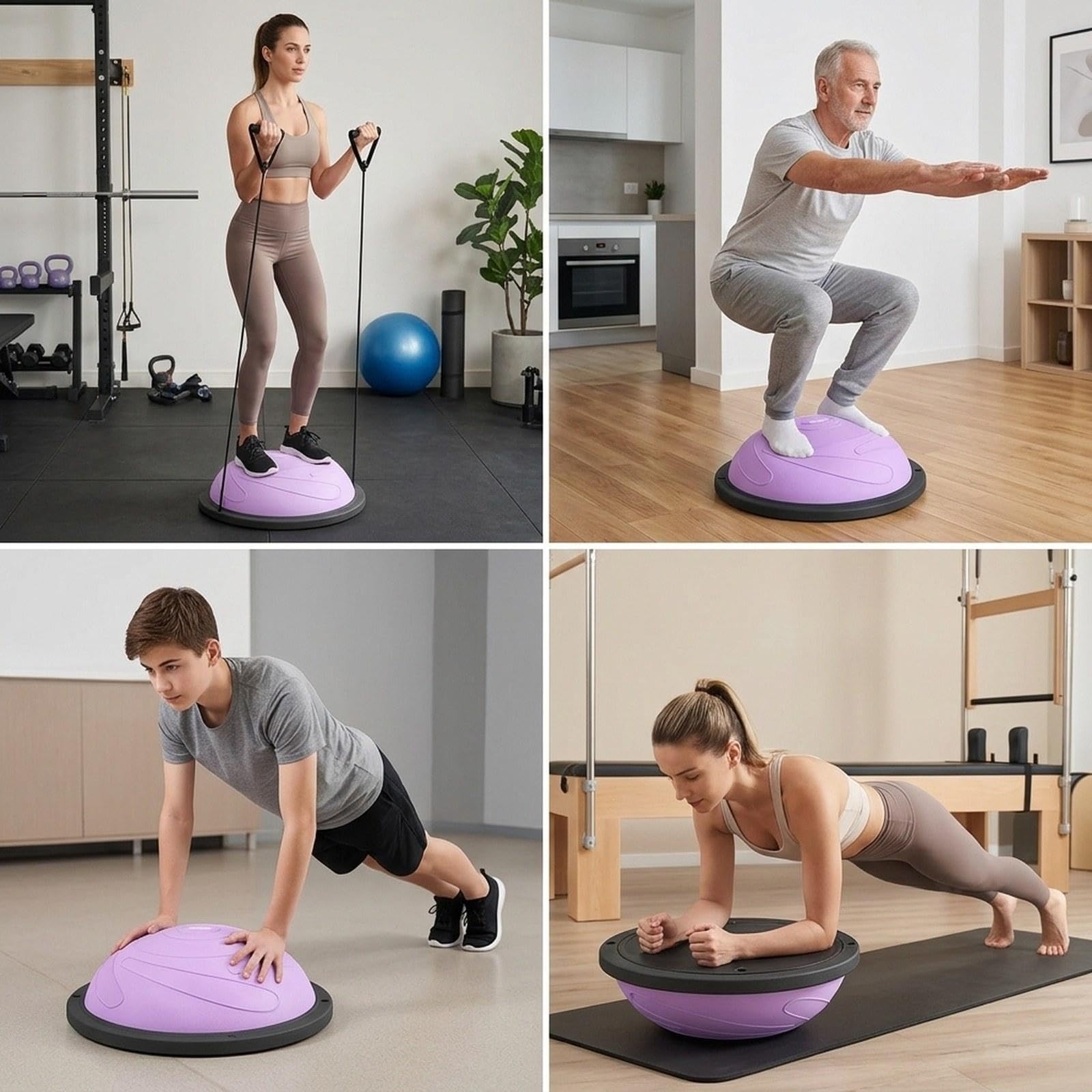 Ballon D'équilibre, Ballon de Fitness, Ballon D'entraînement, Ballon de Pilates Demi-Cercle en Polypropylène Robuste avec Surface Texturée Pou, Violet