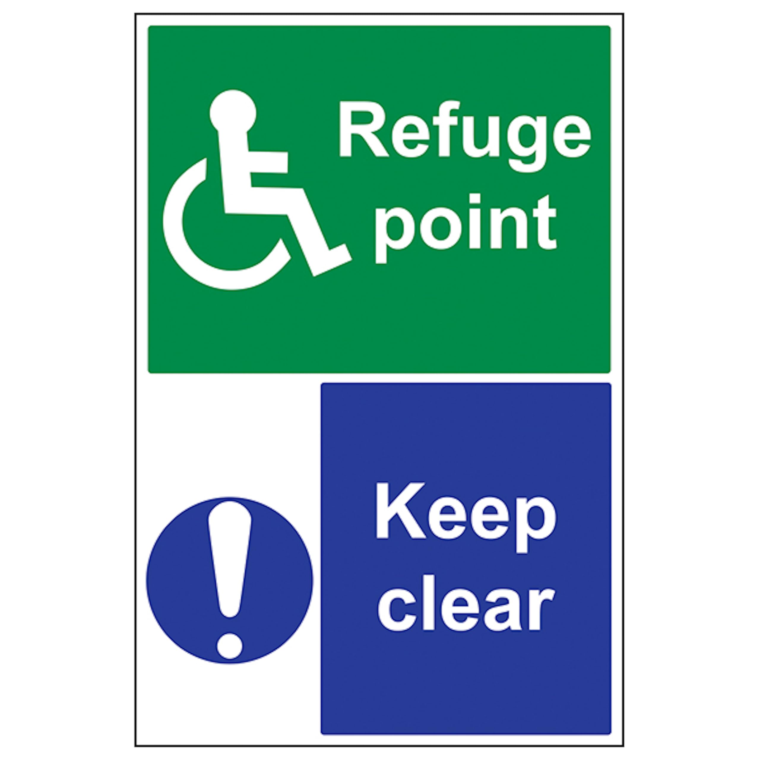 V Safety Refuge Point/Keep Clear - Portrait 300 x 400mm - 3mm Aluminium Composite Safety Sign