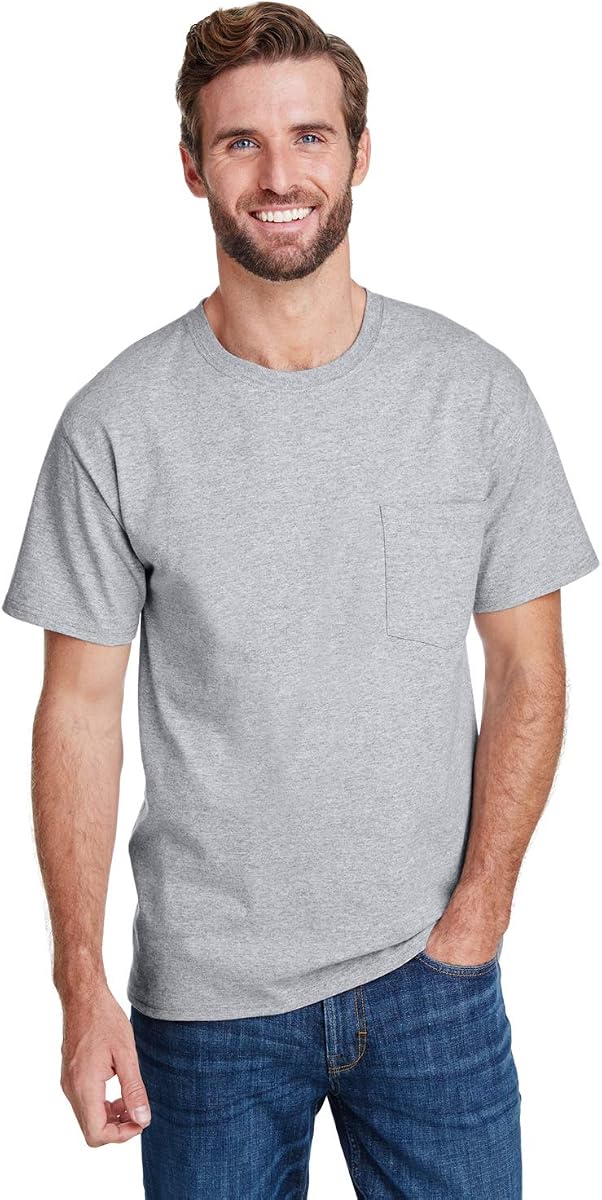 Safety Green Workwear T-Shirt with Pocket by Hanes