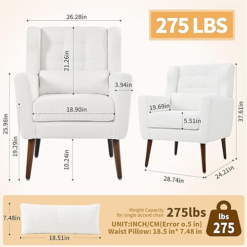Miniatura 63 de Silla decorativa moderna, sillón tapizado con almohada, sofá individual de tela con asiento de salón y patas de madera, silla decorativa para sala