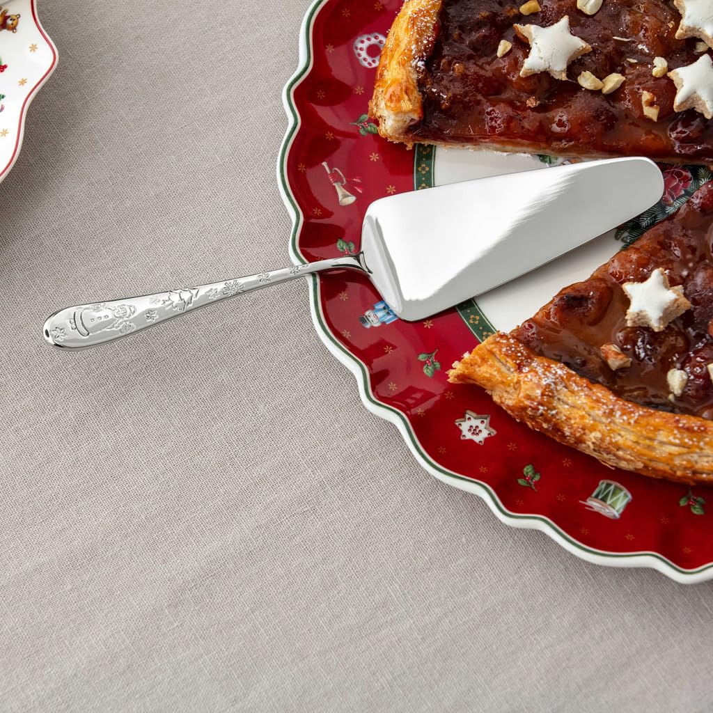 Villeroy & Boch - Paletta per torte Toy's Delight argento, lavabile in lavastoviglie, posate natalizie in platino, posate per torte, posate da portata, motivo natalizio, acciaio inox