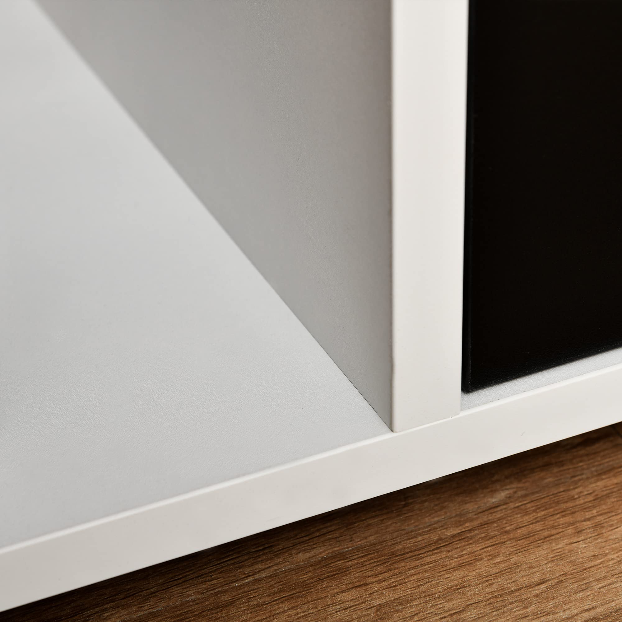 HOMCOM Mueble de TV para 60" con 2 Cajones 140x30x32 cm Blanco y Negro | Mesa para TV de Salón, Estilo Moderno, Compartimento Abierto