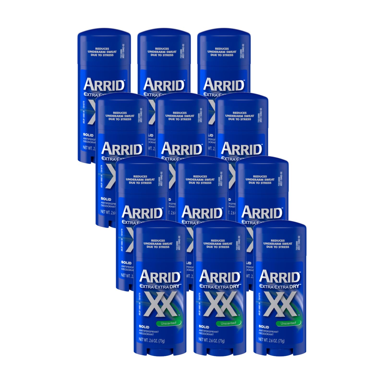 XX Extra Extra Dry Solid Antiperspirant Deodorant, Unscented, 2.6 oz. (Pack of 12)
