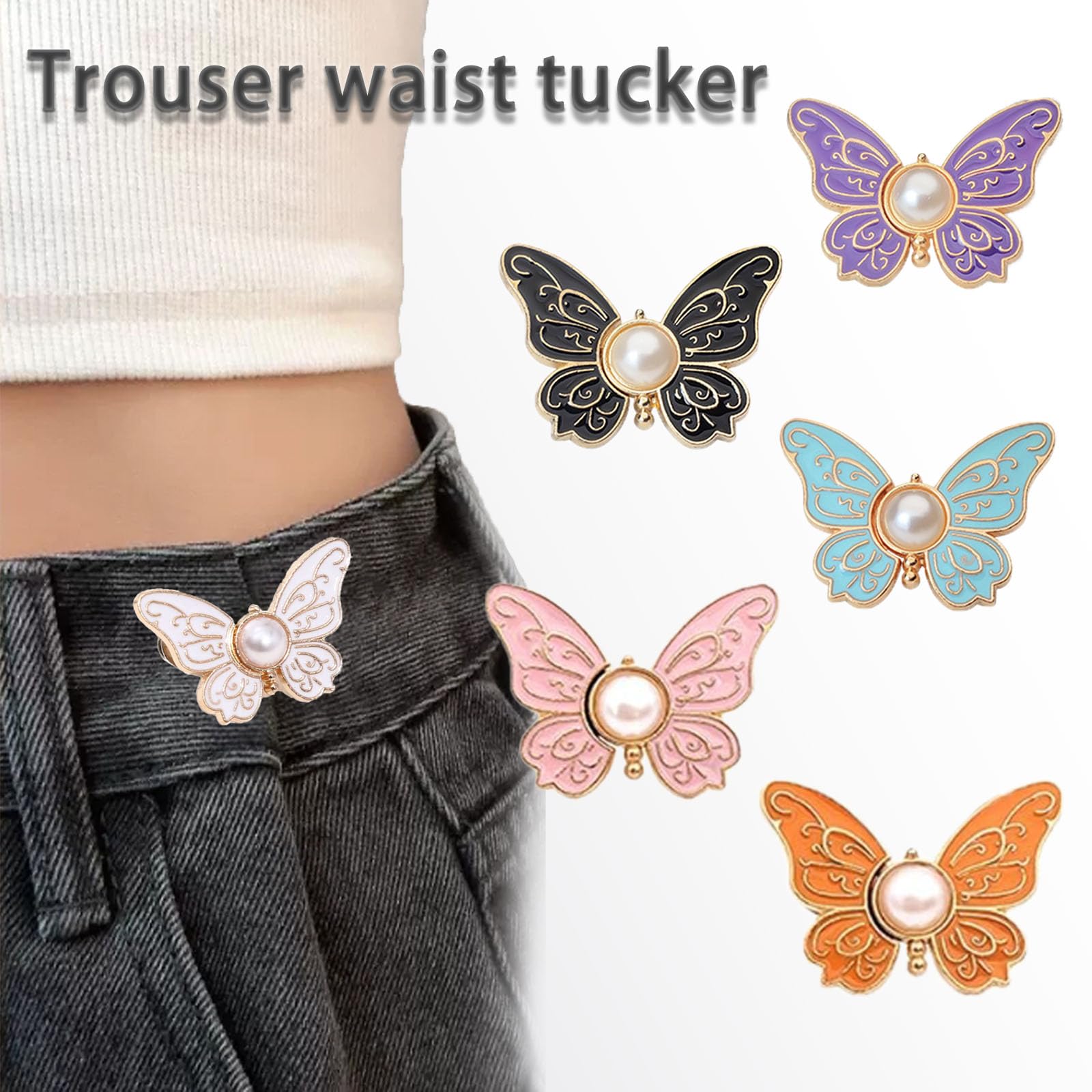 12 Packs of Adjustable Butterfly Extenders for Pants and Shirts - 6 Color Options, Perfect for Adjusting The fit of Loose Clothing