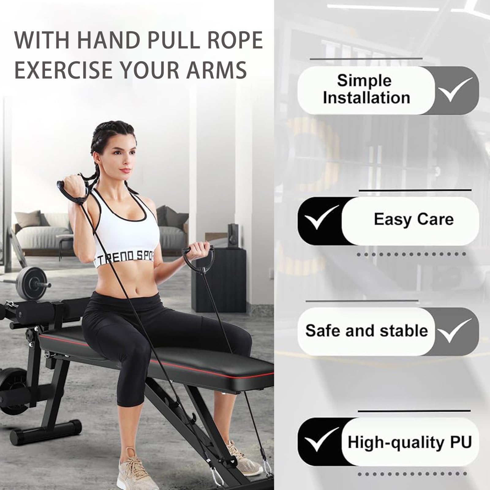 Panca Palestra Multifunzione, 7 in 1 Panca Pesi Regolabile,Panca Addominali, Panca Piana Pieghevole Fitness Adatto Per Casa E Palestra, 440 Lb Capacità Di Peso Black,162cm