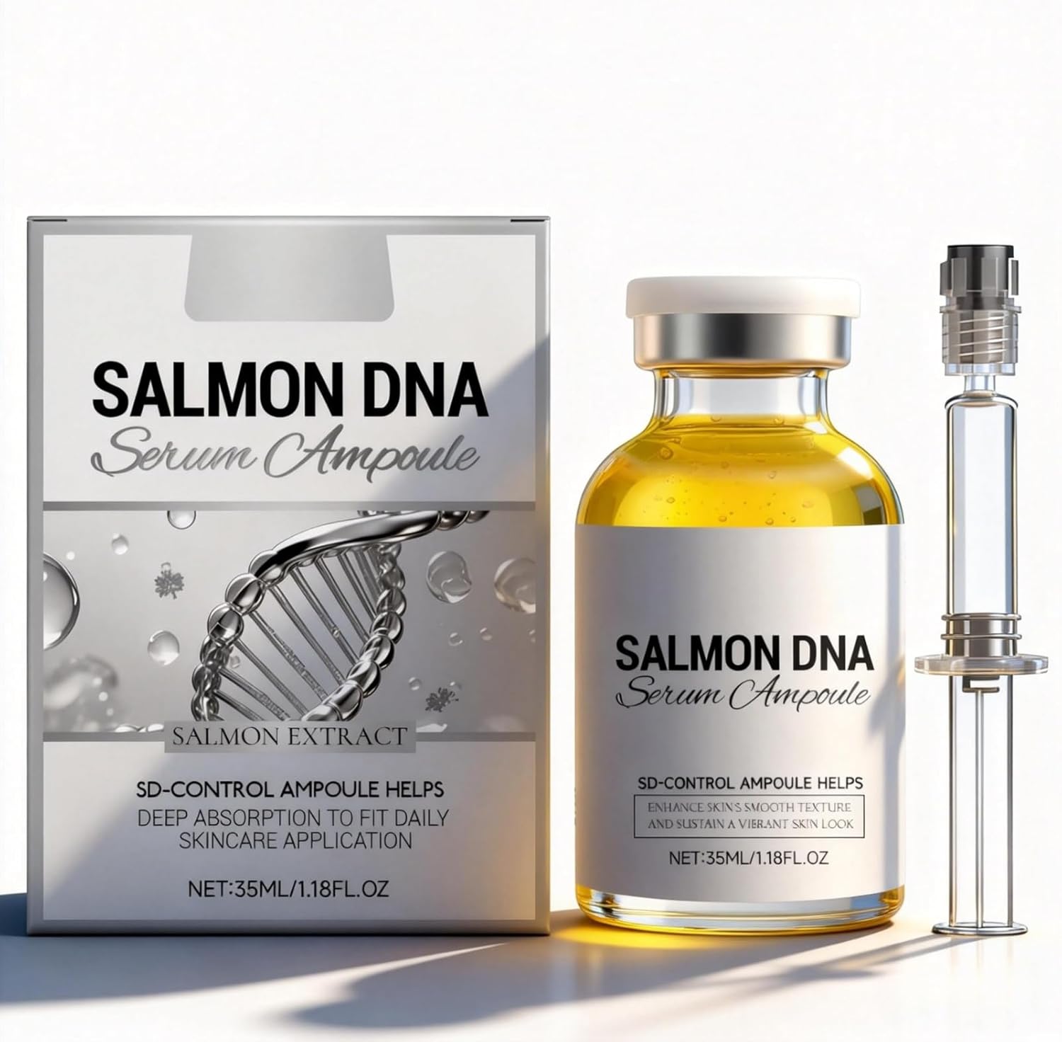 Salmon DNA Serum – Salmon DNA Ampoule PDRN Microneedling Serums for Face and Body, Anti-Aging Hydration Booster, Skin Repair, Brightening & Firming Serum for Use with Microneedling, Derma Roller & Pen