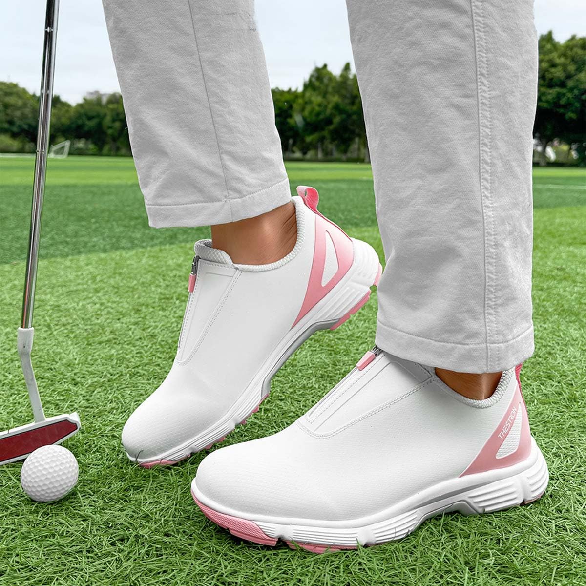 Zapatos de Golf Impermeables para Mujer Sin Clavos | Zapatillas De Entrenamiento De Golf, Resistentes Al Agua, Ligeras, Cómodas, Transpirable, Antideslizante, Exteriores