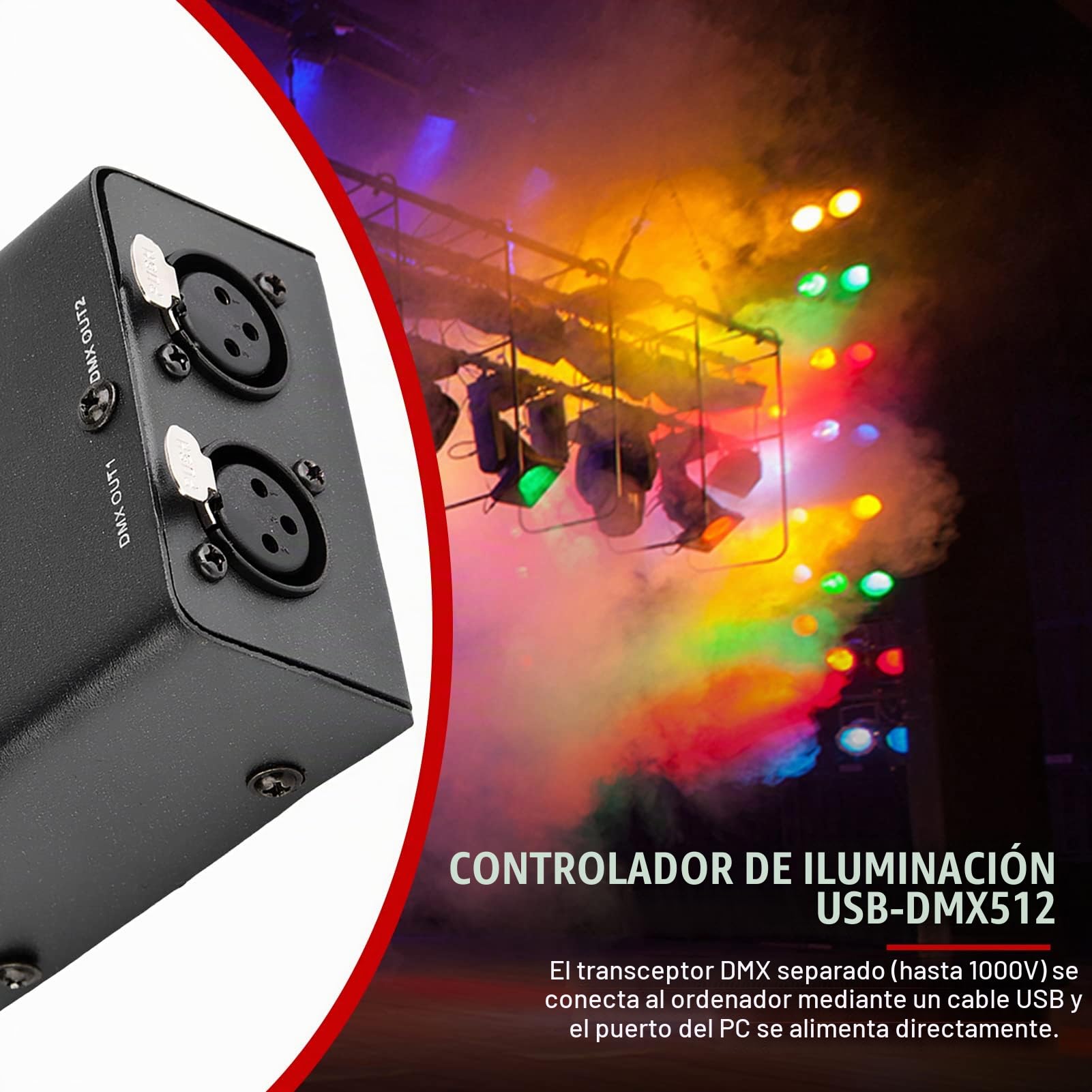 512 Canales USB a DMX DMX512 LED Light DMX-Stage Lighting Controller Módulo decodificador de Canales