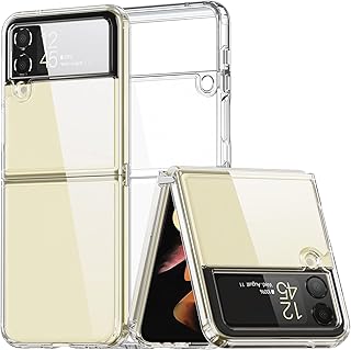 restone Capa para Samsung Galaxy Z flip 4 5G 2022, capa de telefone fina e transparente com parte traseira rígida de policarbonato, bordas macias de TPU, dobradiça, capa protetora fina não amarela à prova de choque para Z flip 4 - Cristal