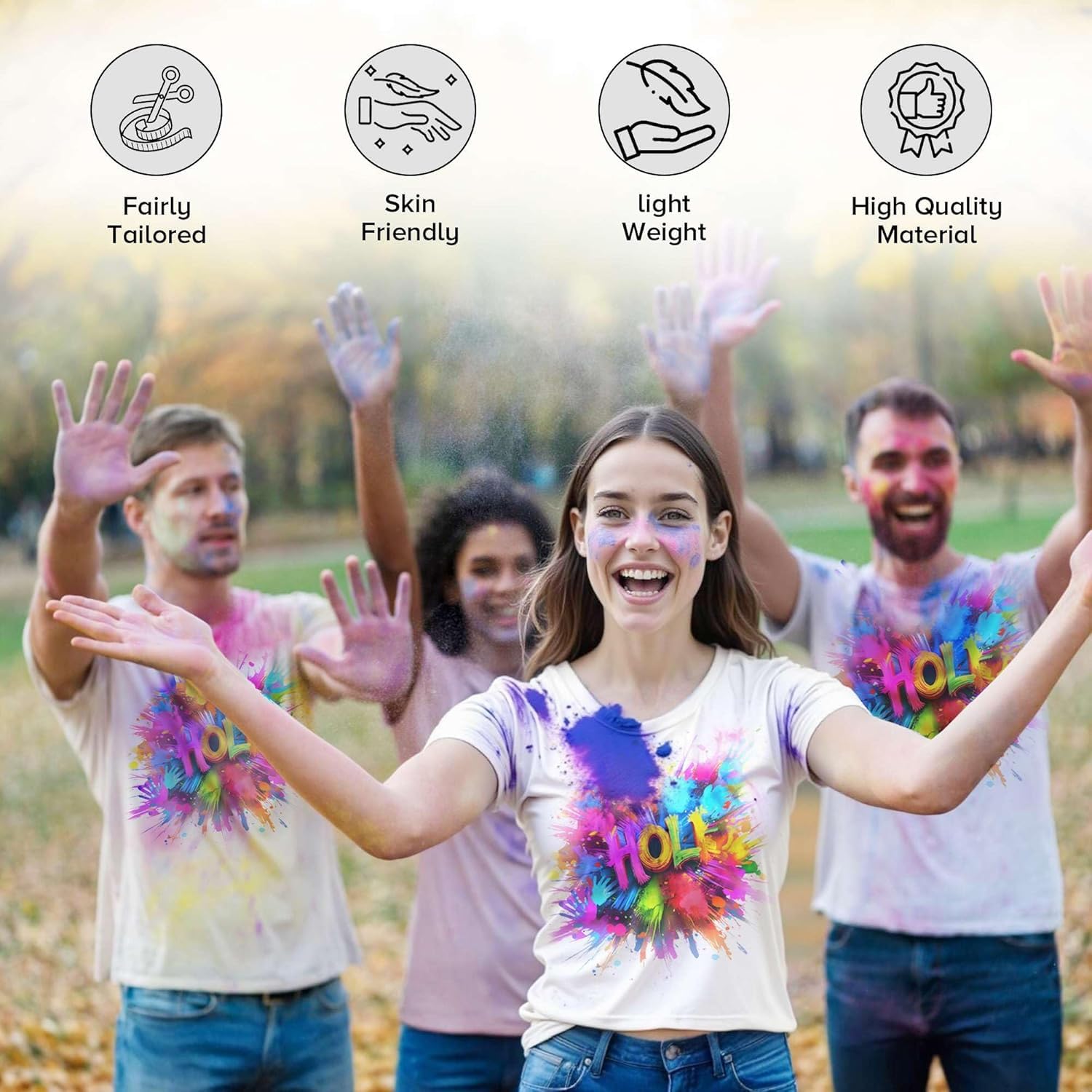 Niku Graphic Printed Holi T-Shirt for Family, Unisex, Kids, Baby | Casual Half Sleeve Round Neck Tshirt | 100% Cotton | Pack of 3 4 71mjJbUPEPL. SL1500