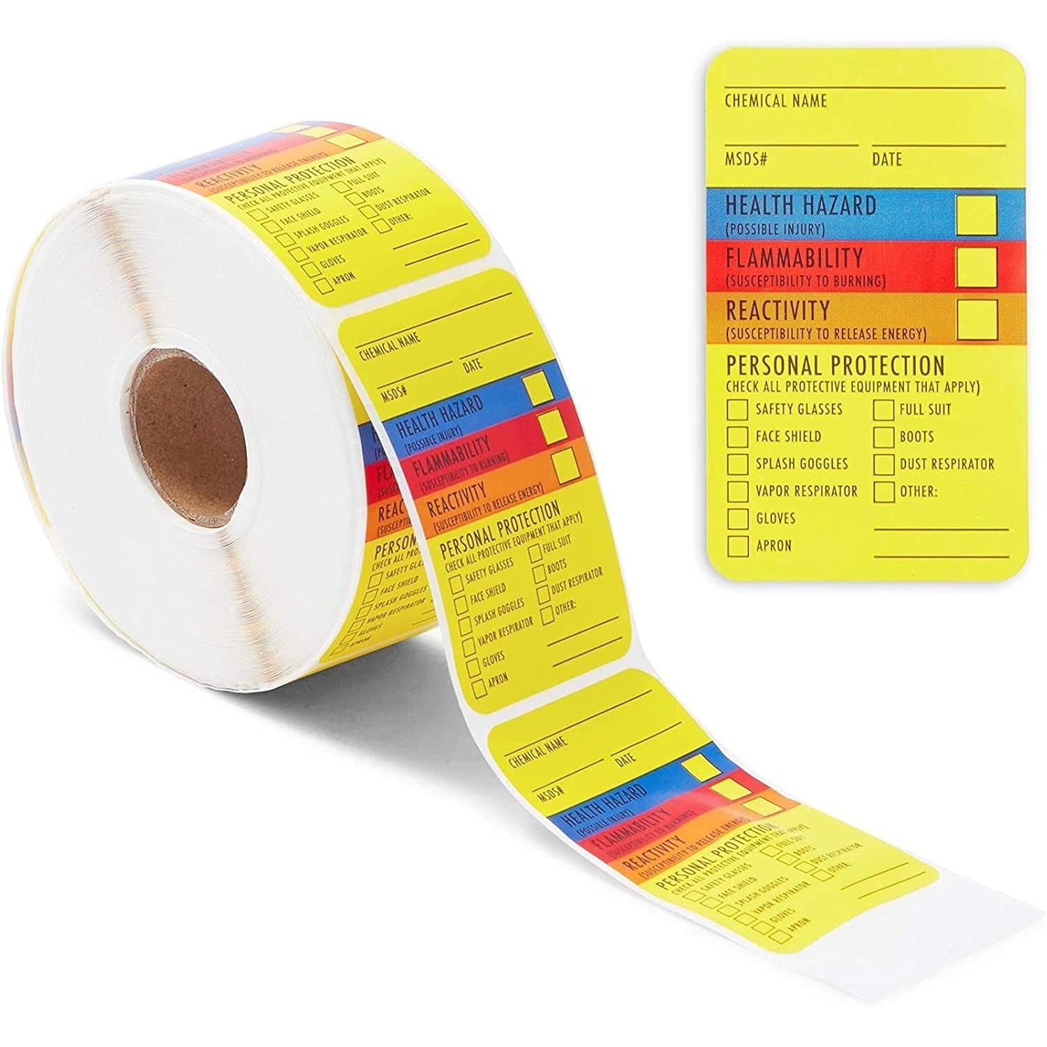 MSDS Stickers, SDS Label Sticker Roll, Waterproof (1.5 x 2.5 in, 500
