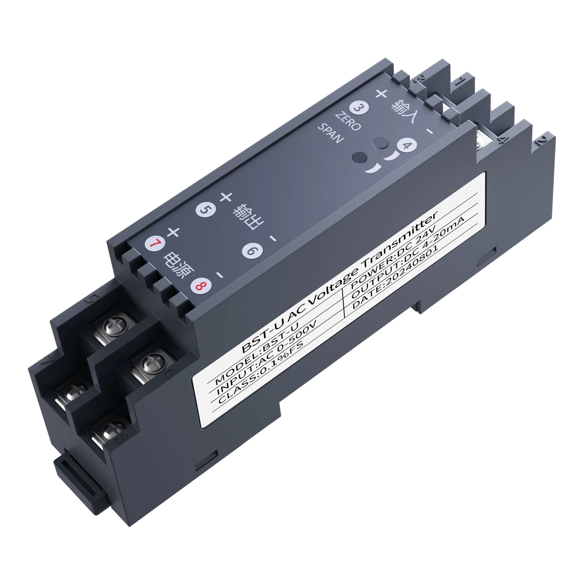 Transmetteur de courant 4-20mA et capteur DC24V pour mesure intensité alternative en usine