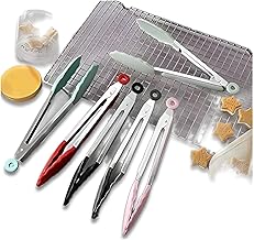Heat Resistance - Innovative Kitchen Tongs with Durable Silicone Tips and Stainless Steel Build, Perfect for Barbecues and Everyday Cooking in a Random Color Palette (6 piece of the color shown)
