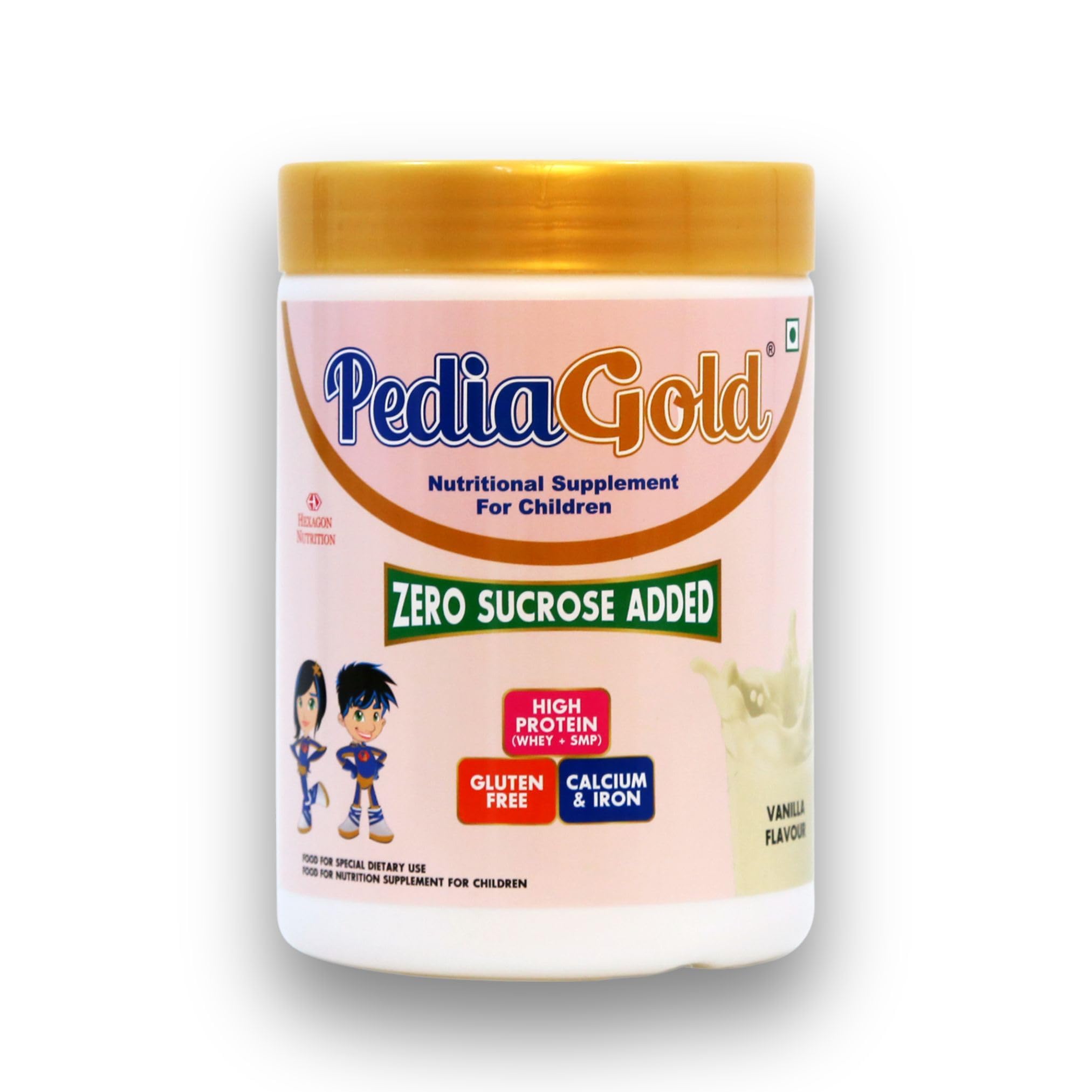 PEDIAGOLD - Sucrose Free 2 to 14 years Nutrition Powder For Children- Premium Vanilla - 400g