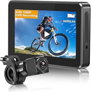Bike Rear View Camera with Record, 4.3" HD 1080P Monitor Bike Camera Rear View, IP68 Waterproof Bicycle Rear View Camera, Compatible Bike Mirror Camera for E-Bike,Mountain, Road Bike